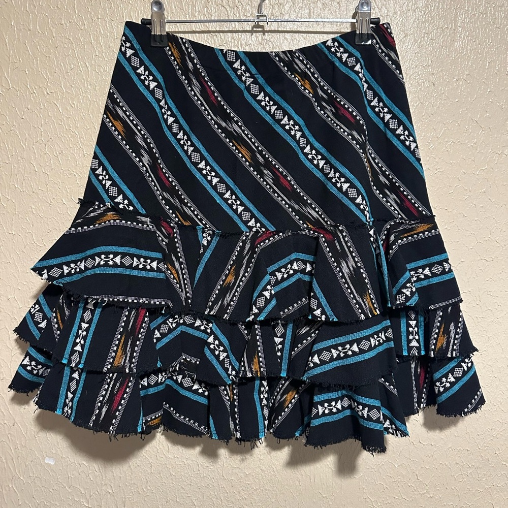 Pat Dahnke Tiered Skirt Western Cowgirl Size Medium Pull‎ On